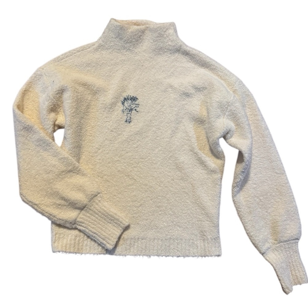 Marled Mock Neck Beige Sweater Size XS